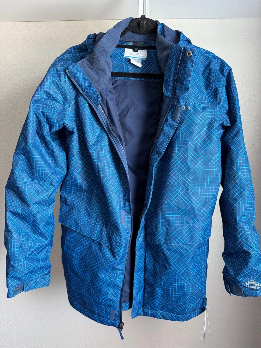 Columbia youth Blue Geometric Waterproof Ski Jacket